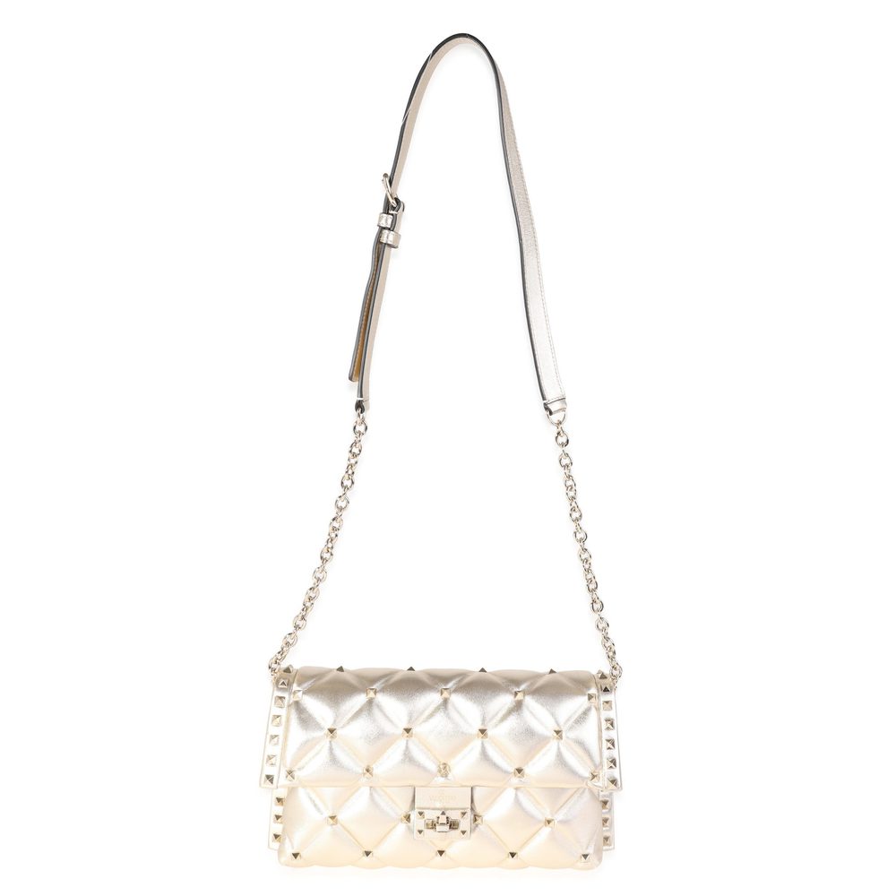 Valentino Metallic Gold Lambskin Rockstud Spike Convertible Bag - Picture 4 of 8